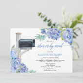 シャワー(青い白いフローラボーイベビーシャワー) 招待状 (スタンド正面)