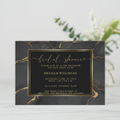 シャワー |黒エレガントと金ゴールドの大理石 招待状 (スタンド正面)
