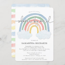 シャワーbyメール水色レインボーベビーシャワー 招待状