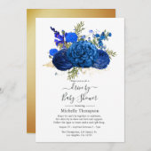 シャワ王室のーによるブルーフェイクとフォイルの金ゴールド駆動 招待状 (正面/裏面)