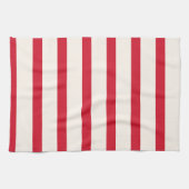 シャワ赤と白ーストライプのカーテン キッチンタオル (横)