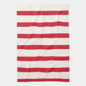 シャワ赤と白ーストライプのカーテン キッチンタオル (縦)