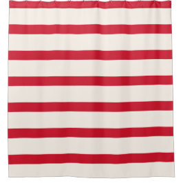 シャワ赤と白ーストライプのカーテン シャワーカーテン