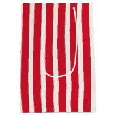 シャワ赤と白ーストライプのカーテン ミディアムペーパーバッグ (裏面)