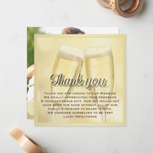 シャンエレガントパントー結婚スト写真ありがとう ノートカード (正面/裏面インサイチュ)