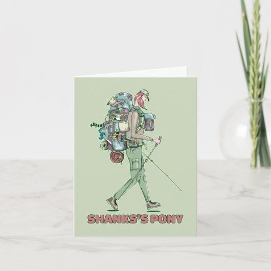 シャンクスのポニーおもしろいハイカー歩く カード (正面)