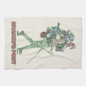 シャンクスのポニーおもしろいハイカー歩く キッチンタオル (横)