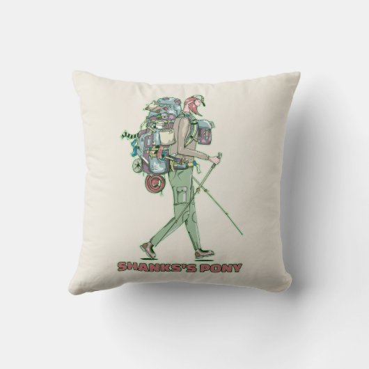 シャンクスのポニーおもしろいハイカー歩く クッション (裏面)