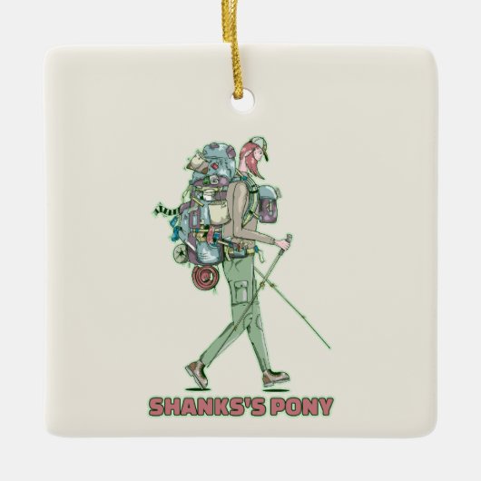 シャンクスのポニーおもしろいハイカー歩く セラミックオーナメント (正面)