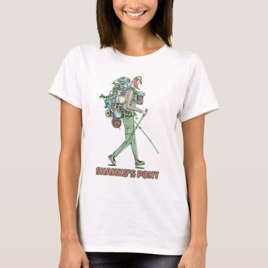 シャンクスのポニーおもしろいハイカー歩く Tシャツ (正面)