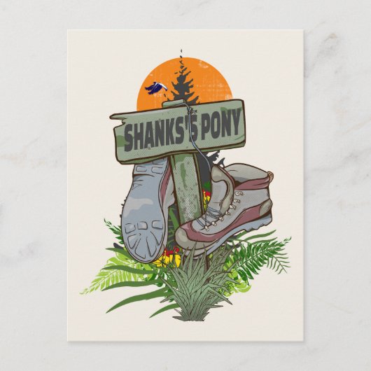 シャンクスのポニーの古いハイキングブーツ ポストカード (正面)