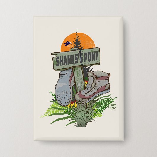 シャンクスのポニーの古いハイキングブーツ 缶バッジ (正面)