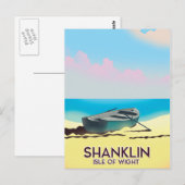 シャンクリン、ワイト島のヴィンテージ旅行ポスター ポストカード (正面/裏面)
