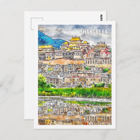 シャングリラユンナン中国有名な旅行水の色 ポストカード (正面/裏面)