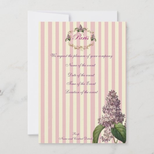 シャンゼリゼの朝の散歩 招待状 (裏面)