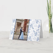 シャンソワーズ ブルー ロマンティック エレガンス 4 枚の写真 ウェディング サンキューカード (正面)