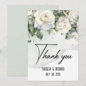 シャンティリーレース結婚バラズサンキューフラットカード サンキューカード (正面/裏面)