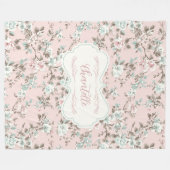 シャンテルピンクヴィンテージバラ フリースブランケット (正面(横))