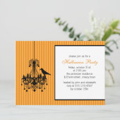 シャンデリアとカラスのハロウィンパーティーの招待状 招待状 (スタンド正面)