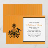 シャンデリアとカラスのハロウィンパーティーの招待状 招待状 (正面/裏面)