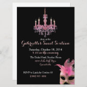 シャンデリアとマスカレードスイート16招待状 招待状 (正面/裏面)