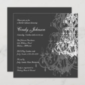 シャンデリアのブライダルシャワーの招待状カード 招待状 (正面/裏面)