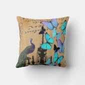 シャンデリアのモダンなヴィンテージの孔雀青の蝶 クッション (裏面)