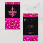 シャンデリアの名刺のヒョウ動物のピンク 名刺 (正面/裏面)