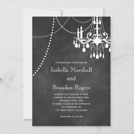 シャンデリアの黒板の結婚式招待状 招待状 (正面)