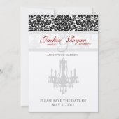 シャンデリアウェディング日付カードBWシルバーを保存 招待状 (裏面)