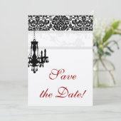 シャンデリアウェディング日付カードBWシルバーを保存 招待状 (スタンド正面)