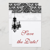 シャンデリアウェディング日付カードBWシルバーを保存 招待状 (正面/裏面)