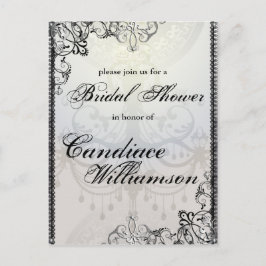 シャンデリアエレガントとフローリズブライダルシャワー インビテーションポストカード