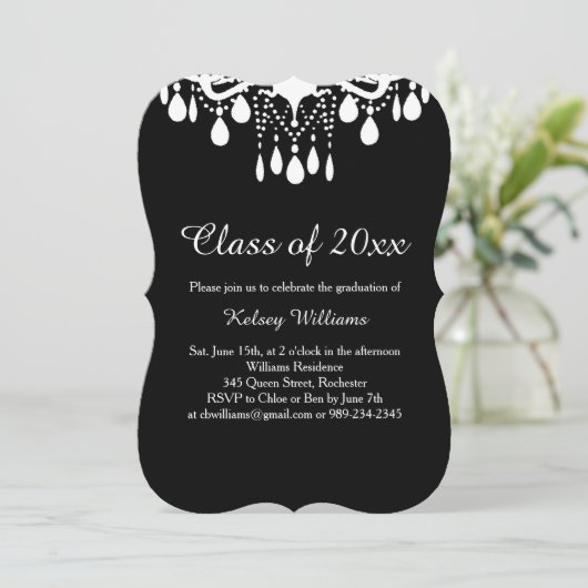 シャンデリアクリスタル卒業パーティー招待状 招待状 (スタンド正面)