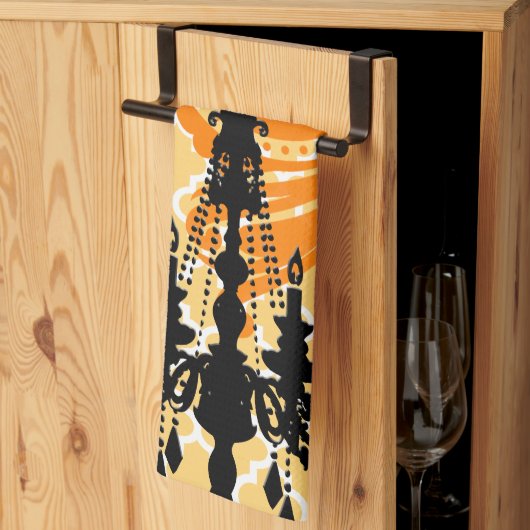 シャンデリアダマスクモロッコタイル キッチンタオル (三つ折り)