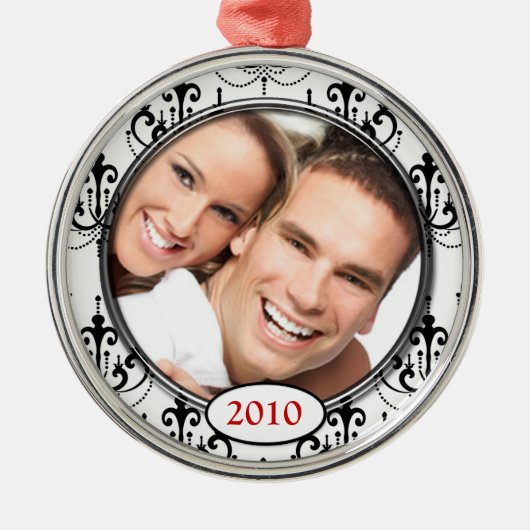 シャンデリアダマスク写真クリスマスオーナメント メタルオーナメント (正面)