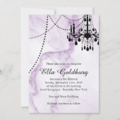 シャンデリアバルミツワー招待状オンパープルマーブル 招待状 (正面)