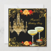 シャンデリアバースデーパーティーシャンパン 招待状 (正面)