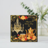 シャンデリアバースデーパーティーヴィンテージレッド金ゴールドバラ 招待状 (スタンド正面)