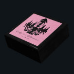 シャンデリアピンクブラックダマスク記念日 ギフトボックス<br><div class="desc">黒漆器結婚デザイカスタムナージュエリー結婚ボックスまたはメモリパーソナライズされたボックスの記念エレガント祭クリスマスユニークギフトまたはバレンタインデーのギフト</div>