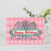 シャンデリアヤーン編み物クロシェットクリスマスカード シーズンカード (スタンド正面)