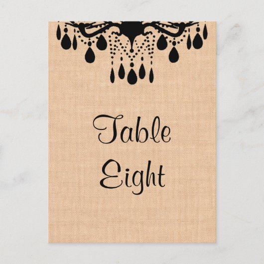 シャンデリア付きの麻のテーブルナンバー ポストカード (正面)