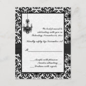 シャンデリア付き白黒ダマスク返信カード 出欠カード (裏面)