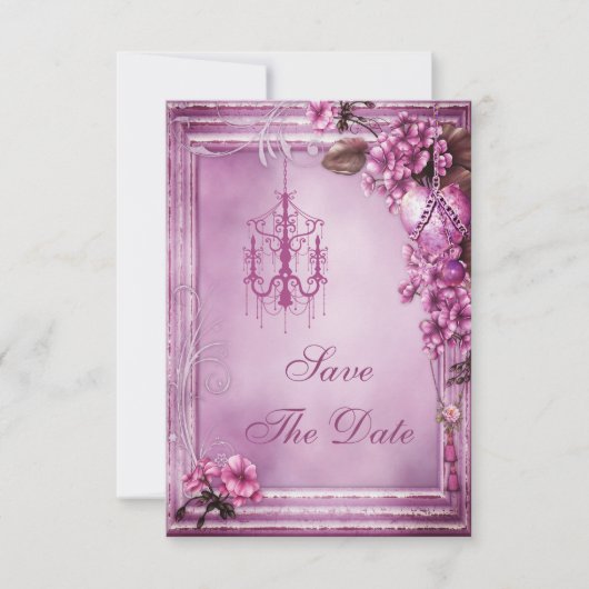 シャンデリア及び花のベビーシャワーの保存日付 セーブザデート (正面)