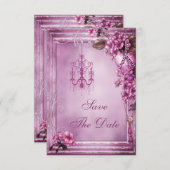 シャンデリア及び花のベビーシャワーの保存日付 セーブザデート (正面/裏面)