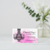 シャンデリア名刺付きピンク水彩 名刺 (スタンド正面)