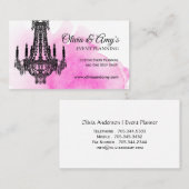 シャンデリア名刺付きピンク水彩 名刺 (正面/裏面)