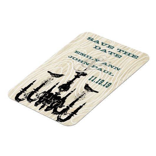 シャンデリア愛の鳥の木目の日付保存 マグネット (左側)