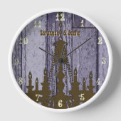 シャンデリア素朴オールドパープルパーソナライズされたウッド 壁時計 (正面)