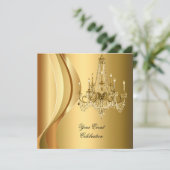 シャンデリア金ゴールドエレガントパーティー 招待状 (スタンド正面)